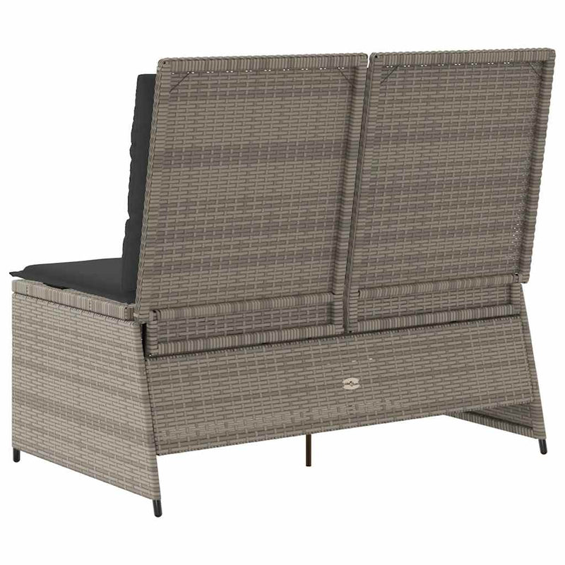 vidaXL szürke polyrattan dönthető kerti pad párnával