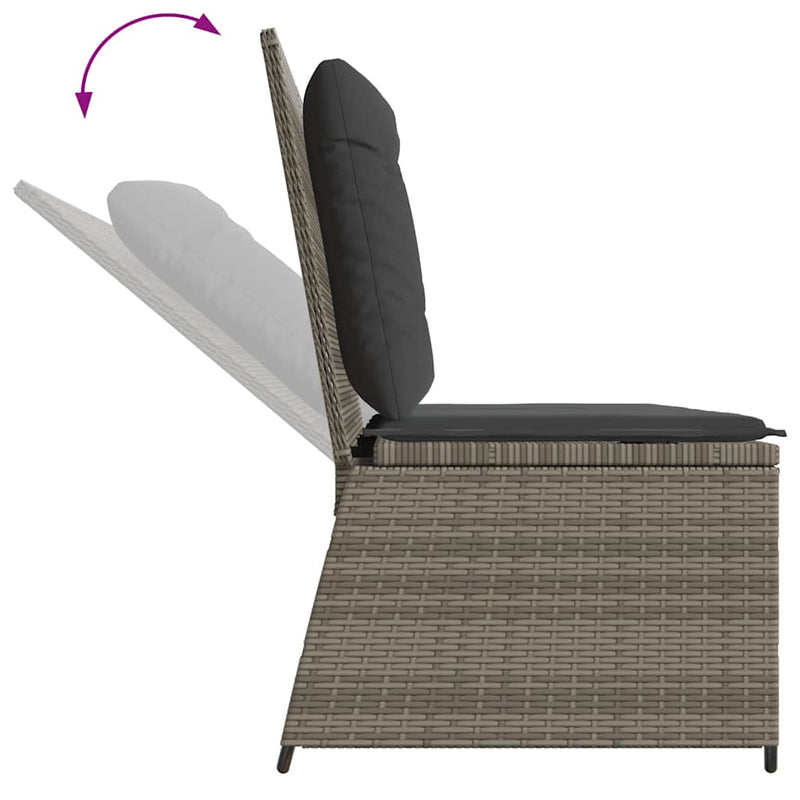 vidaXL szürke polyrattan dönthető kerti pad párnával