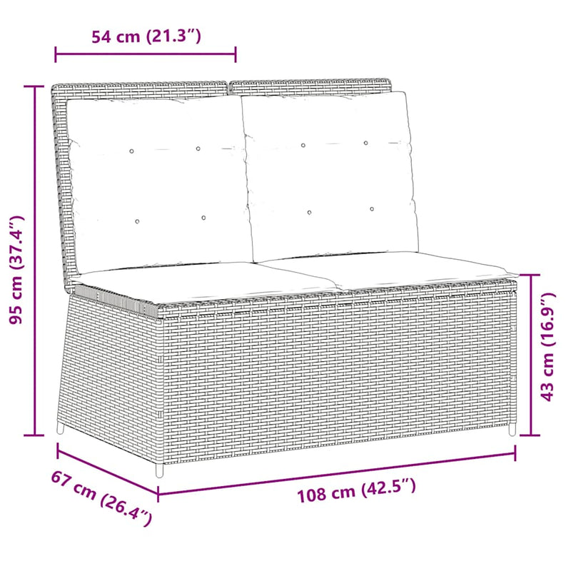 vidaXL szürke polyrattan dönthető kerti pad párnával