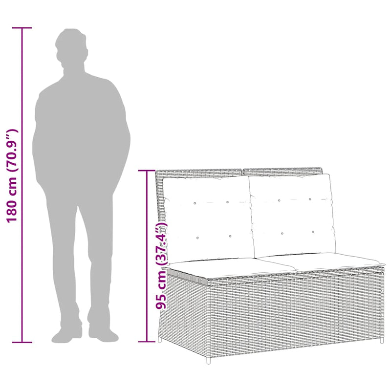vidaXL szürke polyrattan dönthető kerti pad párnával
