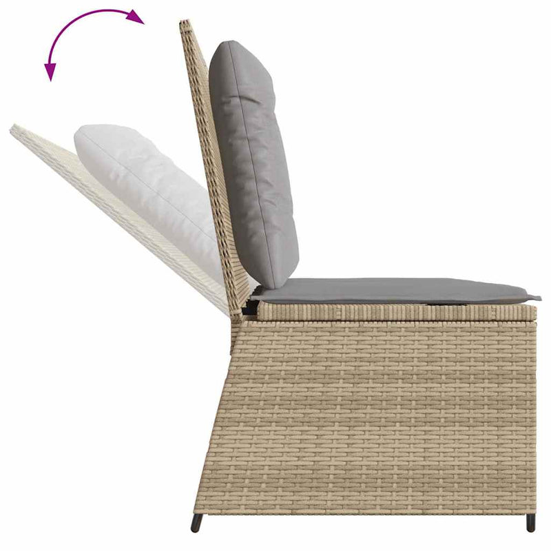 vidaXL bézs polyrattan dönthető kerti pad párnával