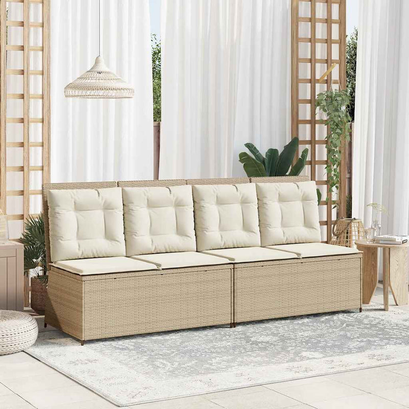 vidaXL bézs polyrattan dönthető kerti pad párnával