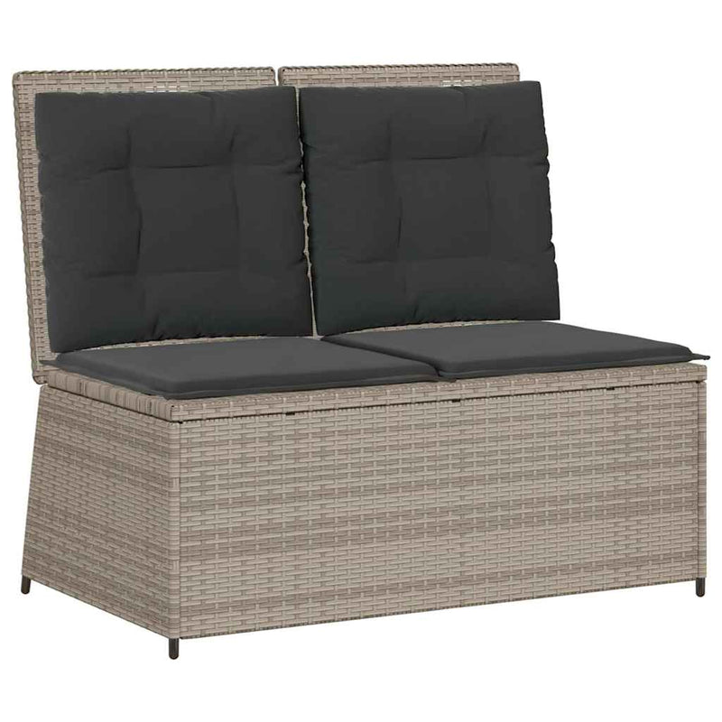 vidaXL világosszürke polyrattan dönthető kerti pad párnával
