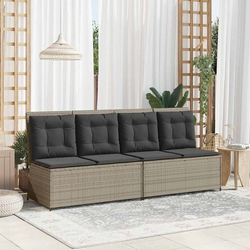 vidaXL világosszürke polyrattan dönthető kerti pad párnával
