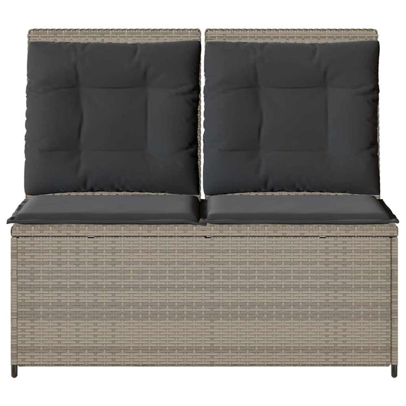 vidaXL világosszürke polyrattan dönthető kerti pad párnával