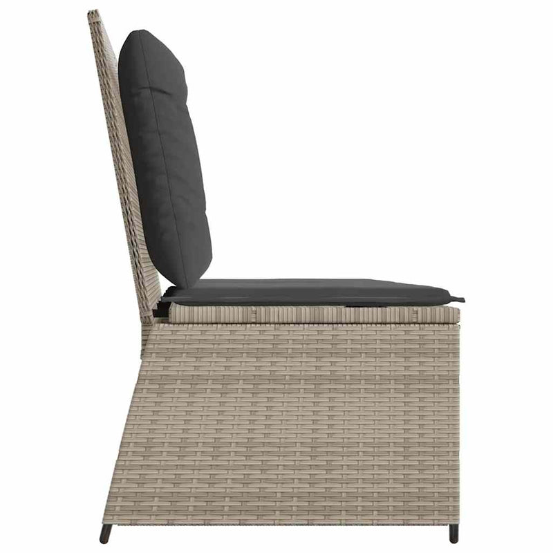 vidaXL világosszürke polyrattan dönthető kerti pad párnával