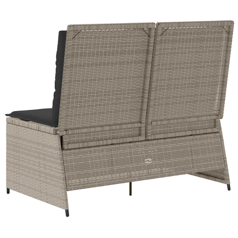 vidaXL világosszürke polyrattan dönthető kerti pad párnával