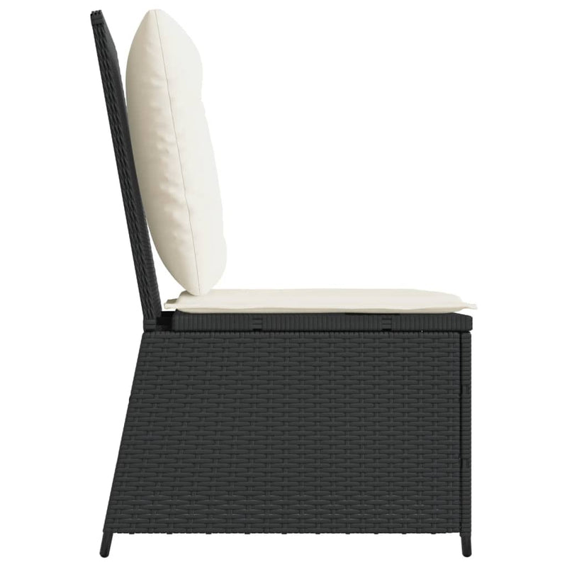 vidaXL fekete polyrattan dönthető kerti kanapé párnákkal