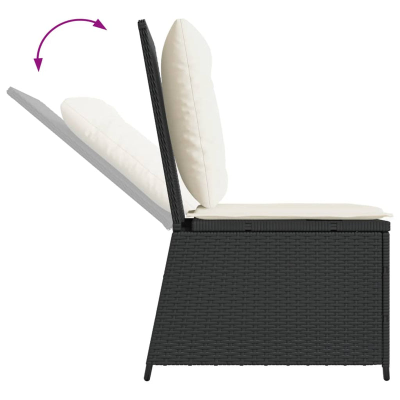 vidaXL fekete polyrattan dönthető kerti kanapé párnákkal