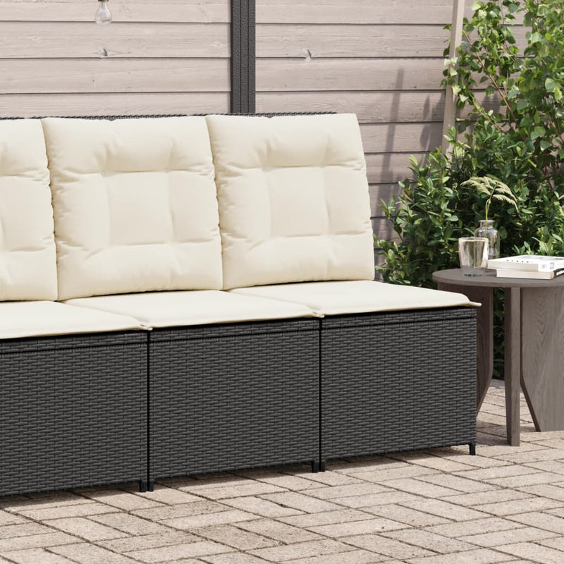 vidaXL fekete polyrattan dönthető kerti kanapé párnákkal