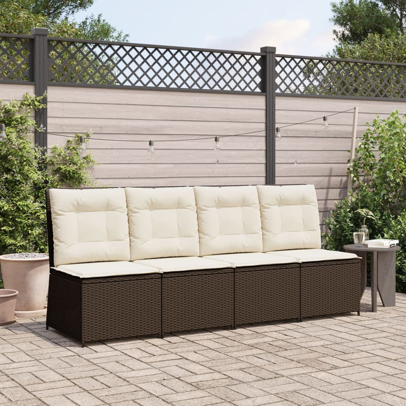 vidaXL barna polyrattan dönthető kerti kanapé párnákkal