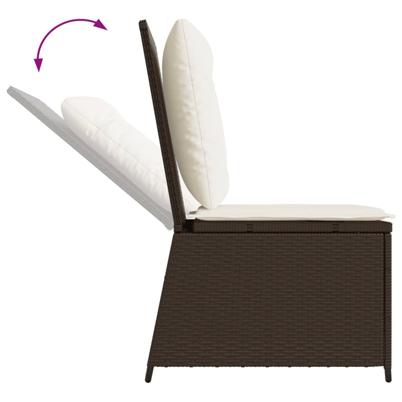 vidaXL barna polyrattan dönthető kerti kanapé párnákkal