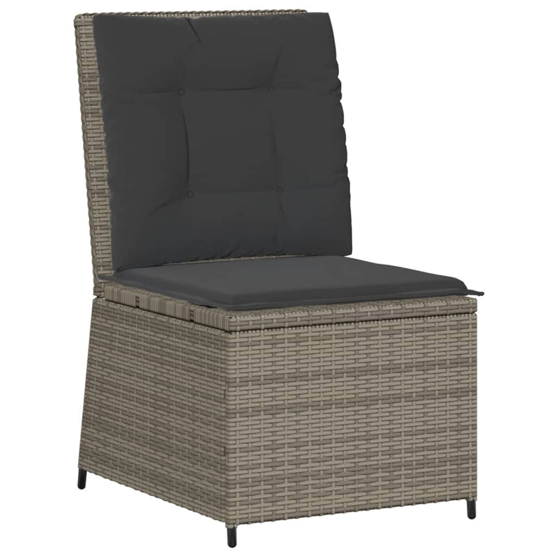vidaXL szürke polyrattan dönthető kerti kanapé párnákkal