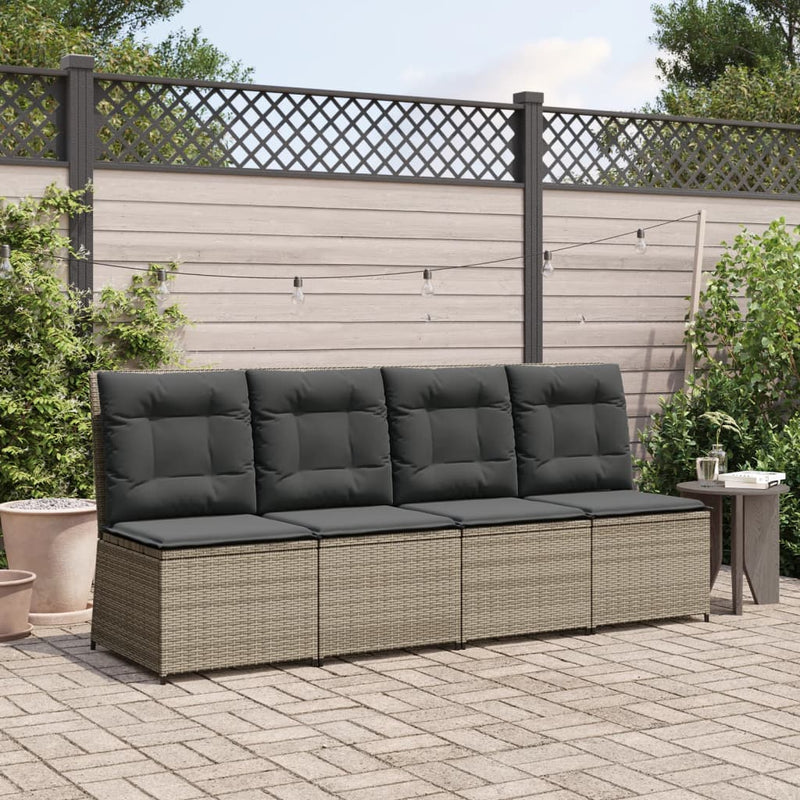 vidaXL szürke polyrattan dönthető kerti kanapé párnákkal