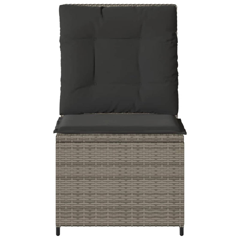 vidaXL szürke polyrattan dönthető kerti kanapé párnákkal