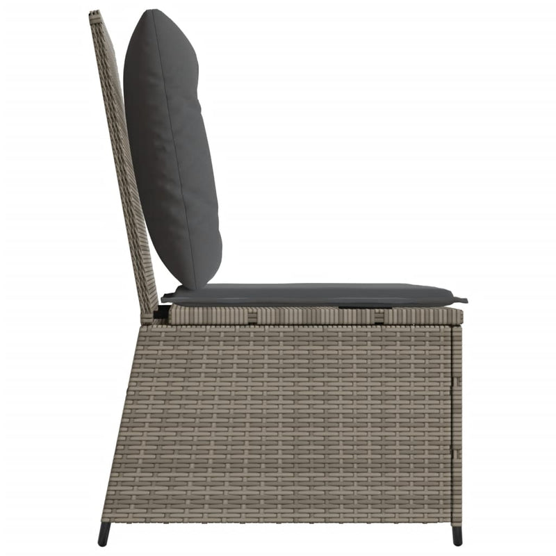vidaXL szürke polyrattan dönthető kerti kanapé párnákkal
