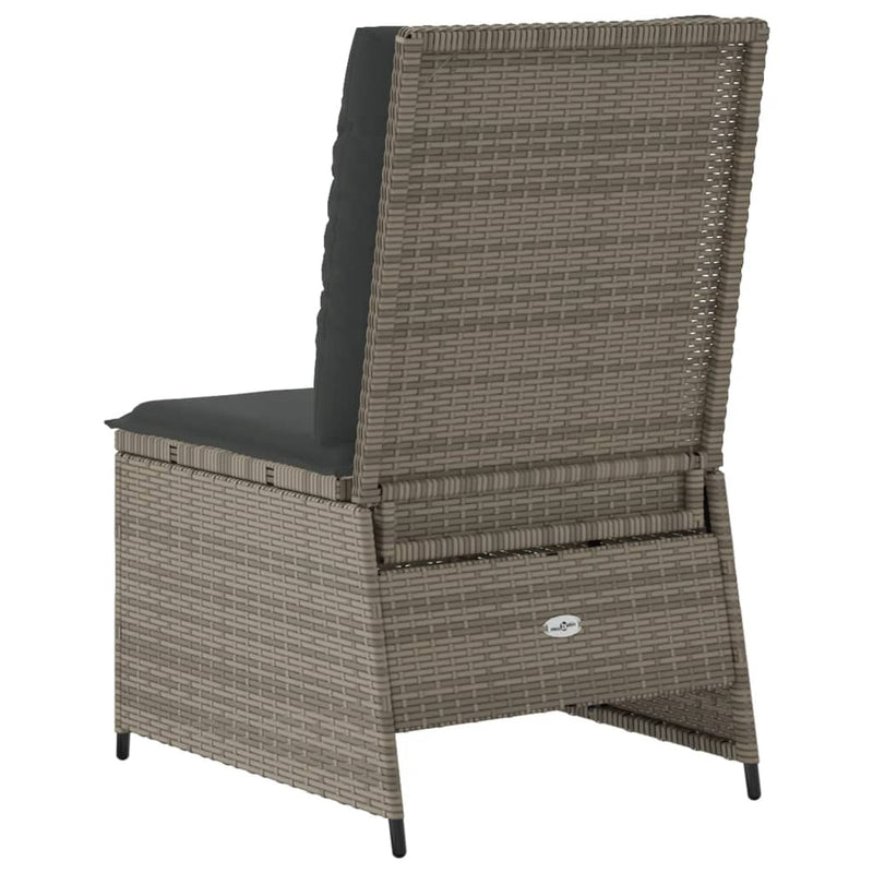 vidaXL szürke polyrattan dönthető kerti kanapé párnákkal