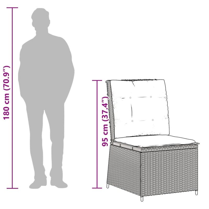 vidaXL szürke polyrattan dönthető kerti kanapé párnákkal
