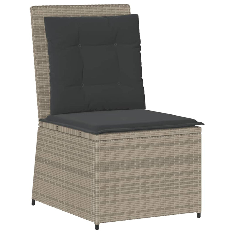 vidaXL világosszürke polyrattan dönthető kerti kanapé párnákkal
