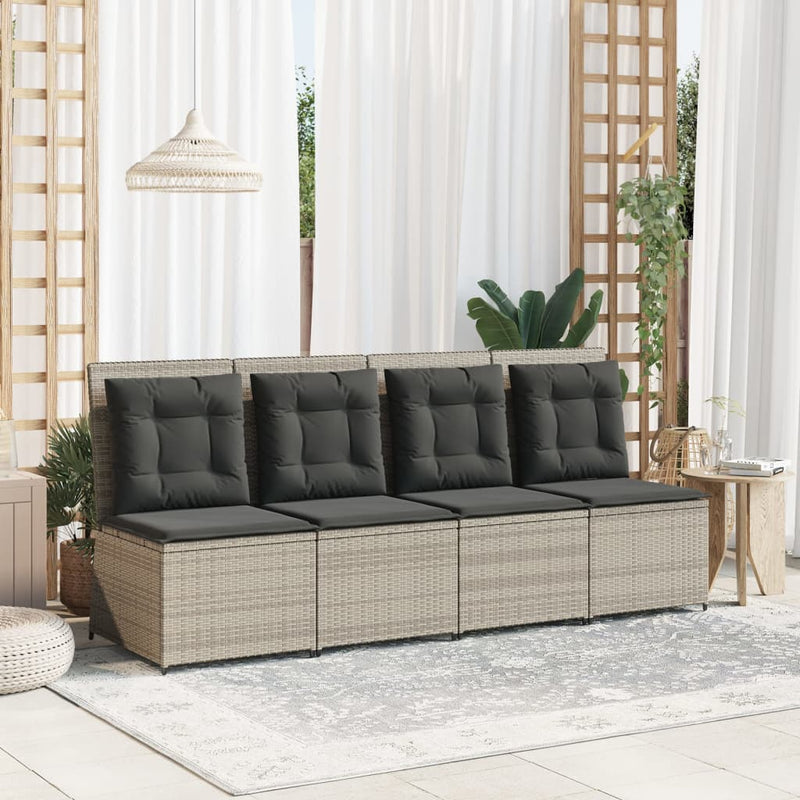 vidaXL világosszürke polyrattan dönthető kerti kanapé párnákkal