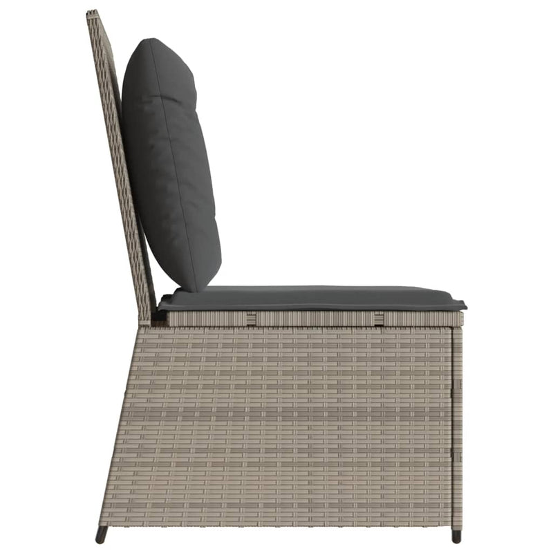 vidaXL világosszürke polyrattan dönthető kerti kanapé párnákkal