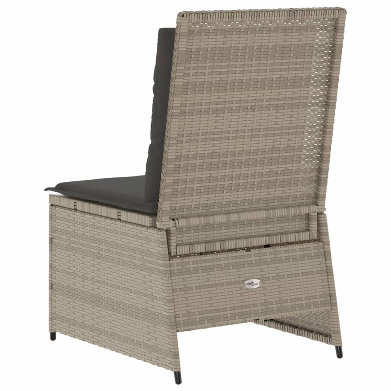 vidaXL világosszürke polyrattan dönthető kerti kanapé párnákkal