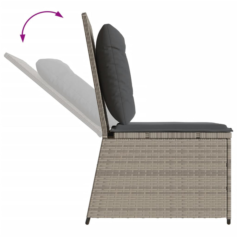 vidaXL világosszürke polyrattan dönthető kerti kanapé párnákkal