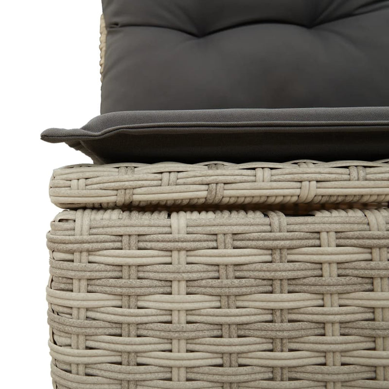 vidaXL világosszürke polyrattan dönthető kerti kanapé párnákkal