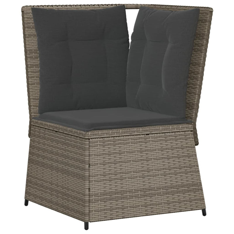 vidaXL szürke polyrattan kerti sarokkanapé párnával