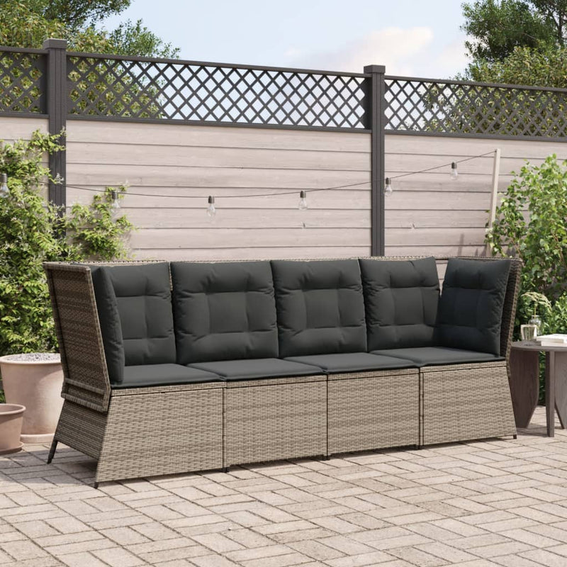 vidaXL szürke polyrattan kerti sarokkanapé párnával