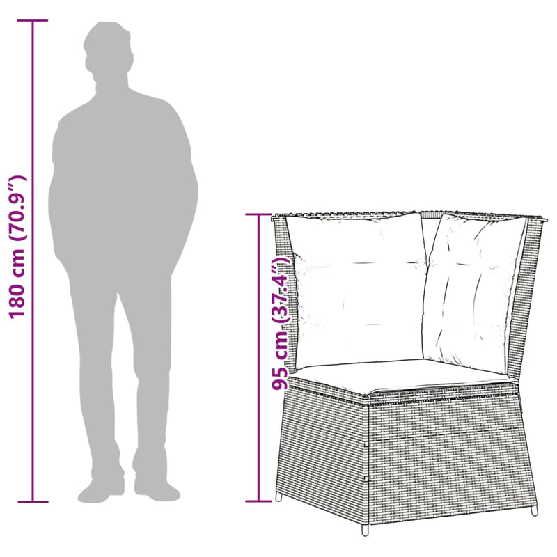 vidaXL szürke polyrattan kerti sarokkanapé párnával