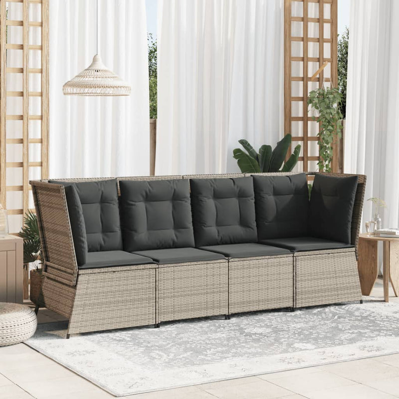 vidaXL világosszürke polyrattan kerti sarokkanapé párnával