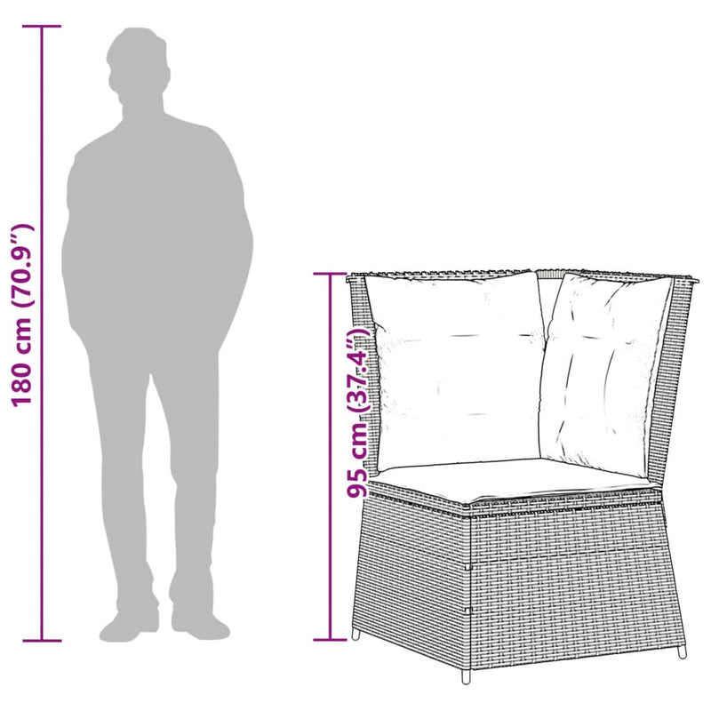 vidaXL világosszürke polyrattan kerti sarokkanapé párnával