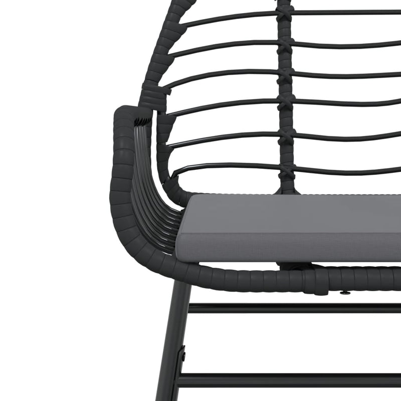 vidaXL 2 db fekete polyrattan kerti szék párnával