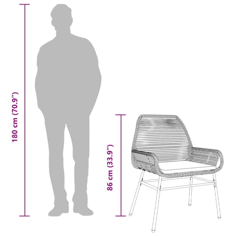 vidaXL 2 db barna polyrattan kerti szék párnákkal