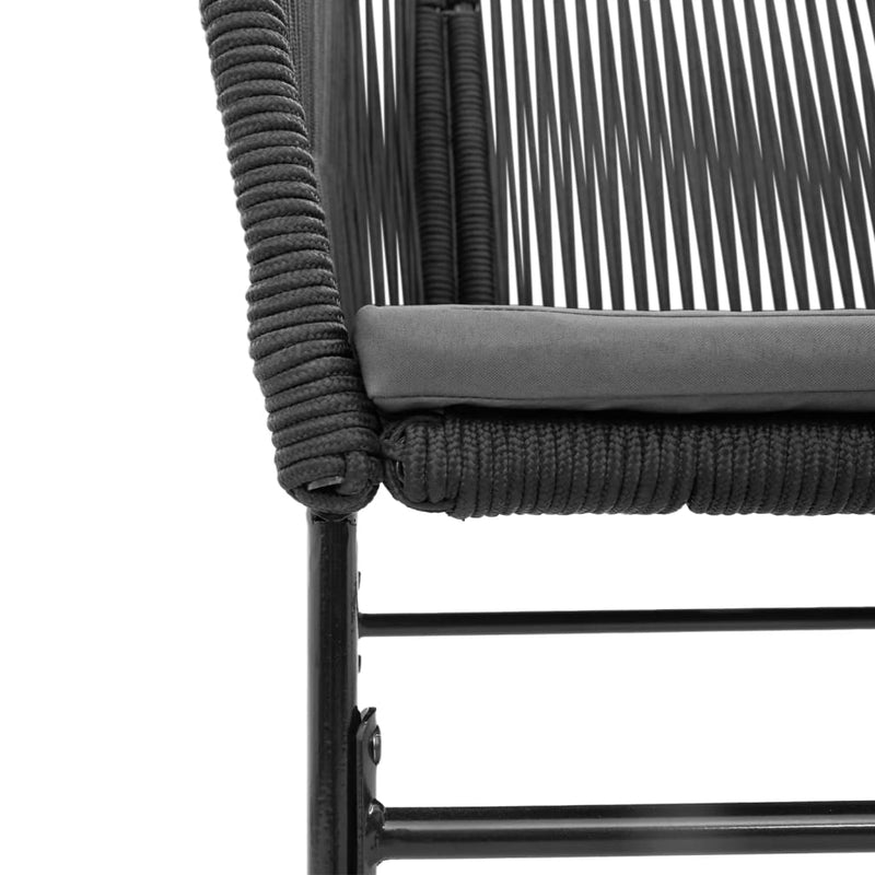 vidaXL 2 db fekete polyrattan kerti szék párnával