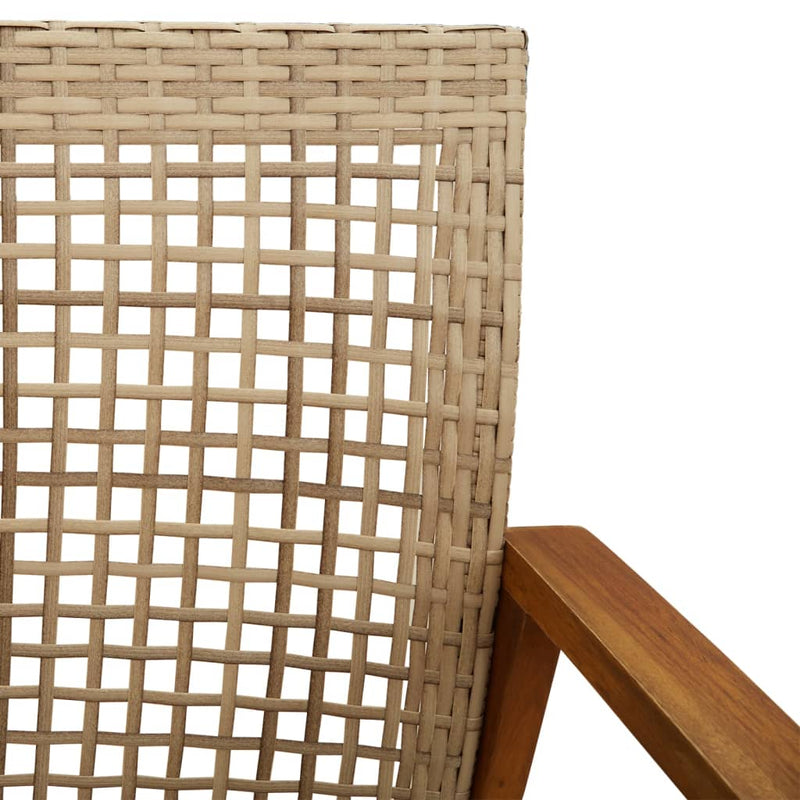 vidaXL 2 db bézs polyrattan és akácfa kerti szék