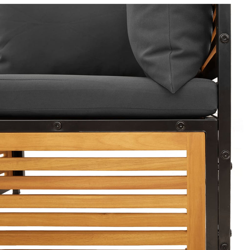 vidaXL tömör akácfa kerti sarokkanapé párnákkal