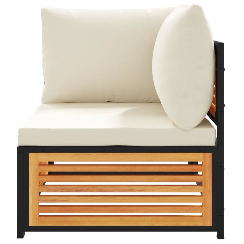 vidaXL tömör akácfa kerti sarokkanapé párnákkal