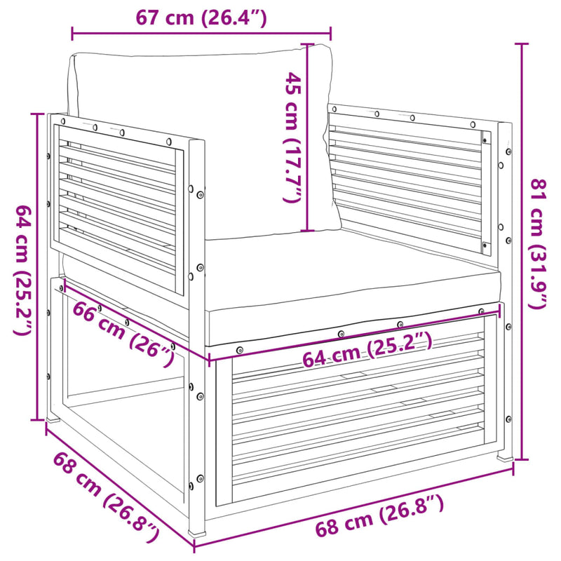 vidaXL tömör akácfa kerti szék párnákkal