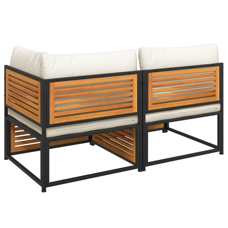 vidaXL 2 személyes tömör akácfa kerti kanapé párnával