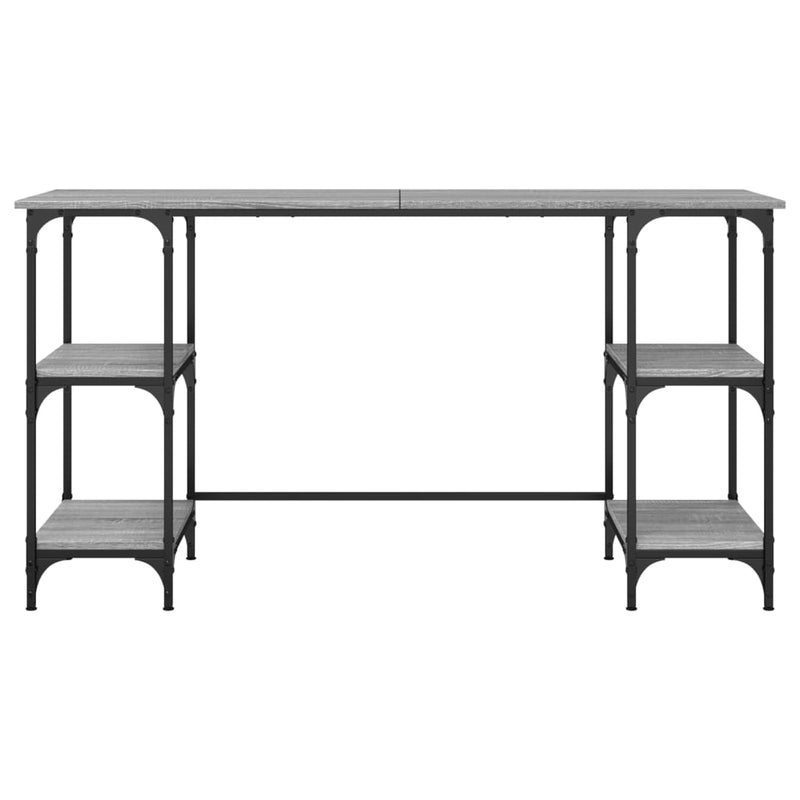 vidaXL szürke sonoma színű fém és szerelt fa íróasztal 140x50x75 cm