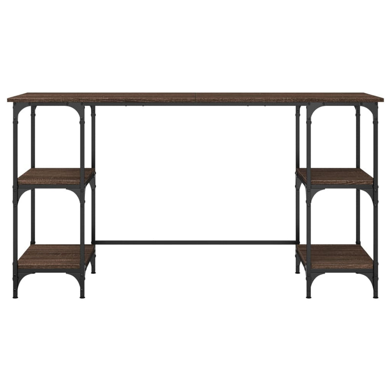 vidaXL barna tölgyszínű fém és szerelt fa íróasztal 140 x 50 x 75 cm
