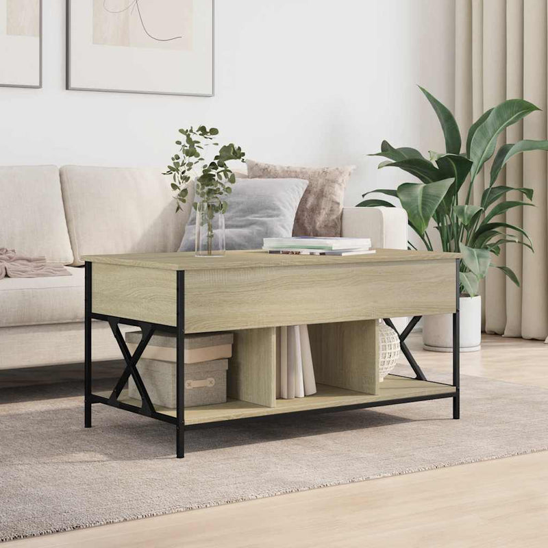 vidaXL sonoma tölgy szerelt fa és fém dohányzóasztal 100 x 55 x 50 cm