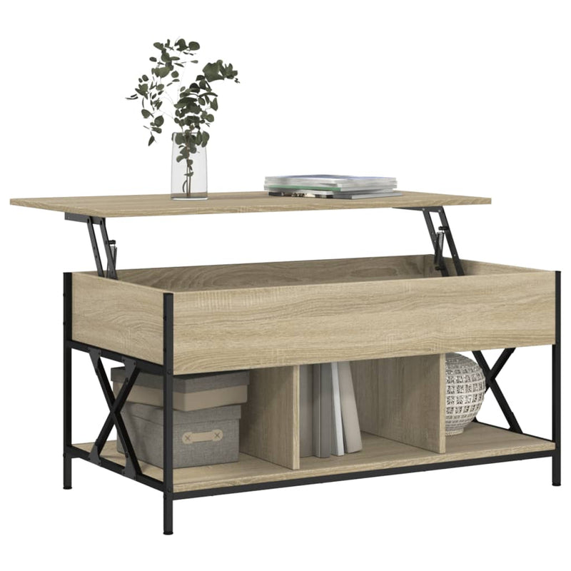vidaXL sonoma tölgy szerelt fa és fém dohányzóasztal 100 x 55 x 50 cm