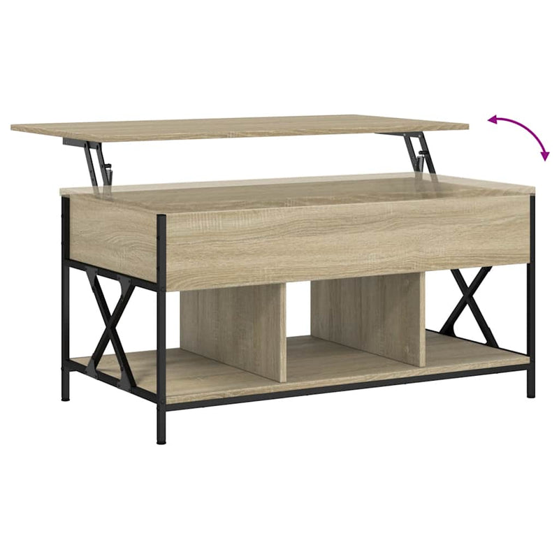 vidaXL sonoma tölgy szerelt fa és fém dohányzóasztal 100 x 55 x 50 cm
