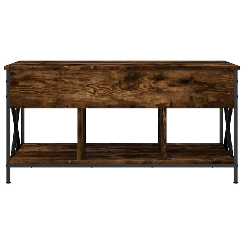 vidaXL füstös tölgy szerelt fa és fém dohányzóasztal 100 x 55 x 50 cm
