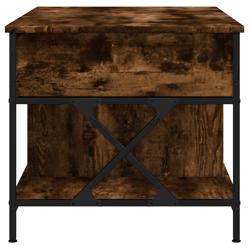 vidaXL füstös tölgy szerelt fa és fém dohányzóasztal 100 x 55 x 50 cm