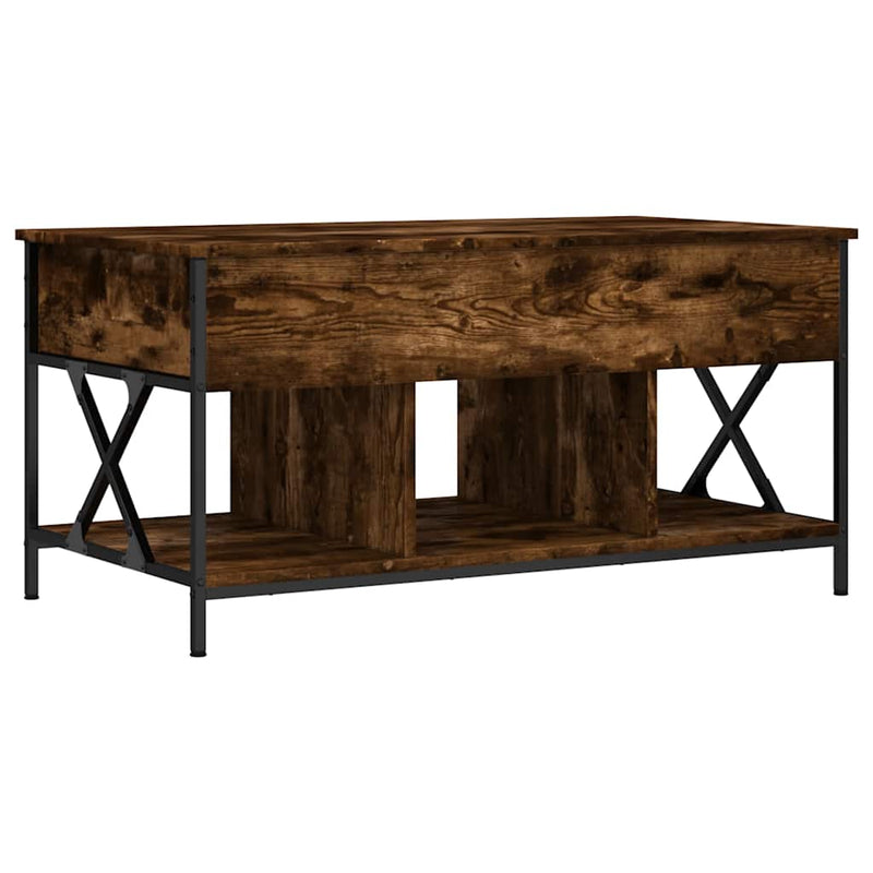 vidaXL füstös tölgy szerelt fa és fém dohányzóasztal 100 x 55 x 50 cm