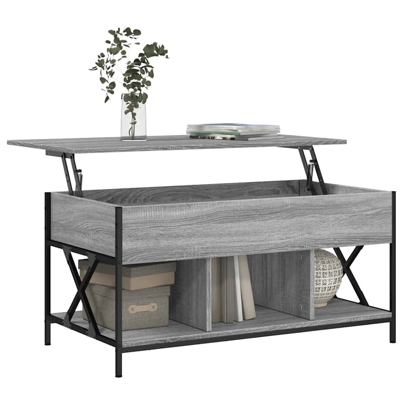 vidaXL szürke sonoma szerelt fa és fém dohányzóasztal 100 x 55 x 50 cm